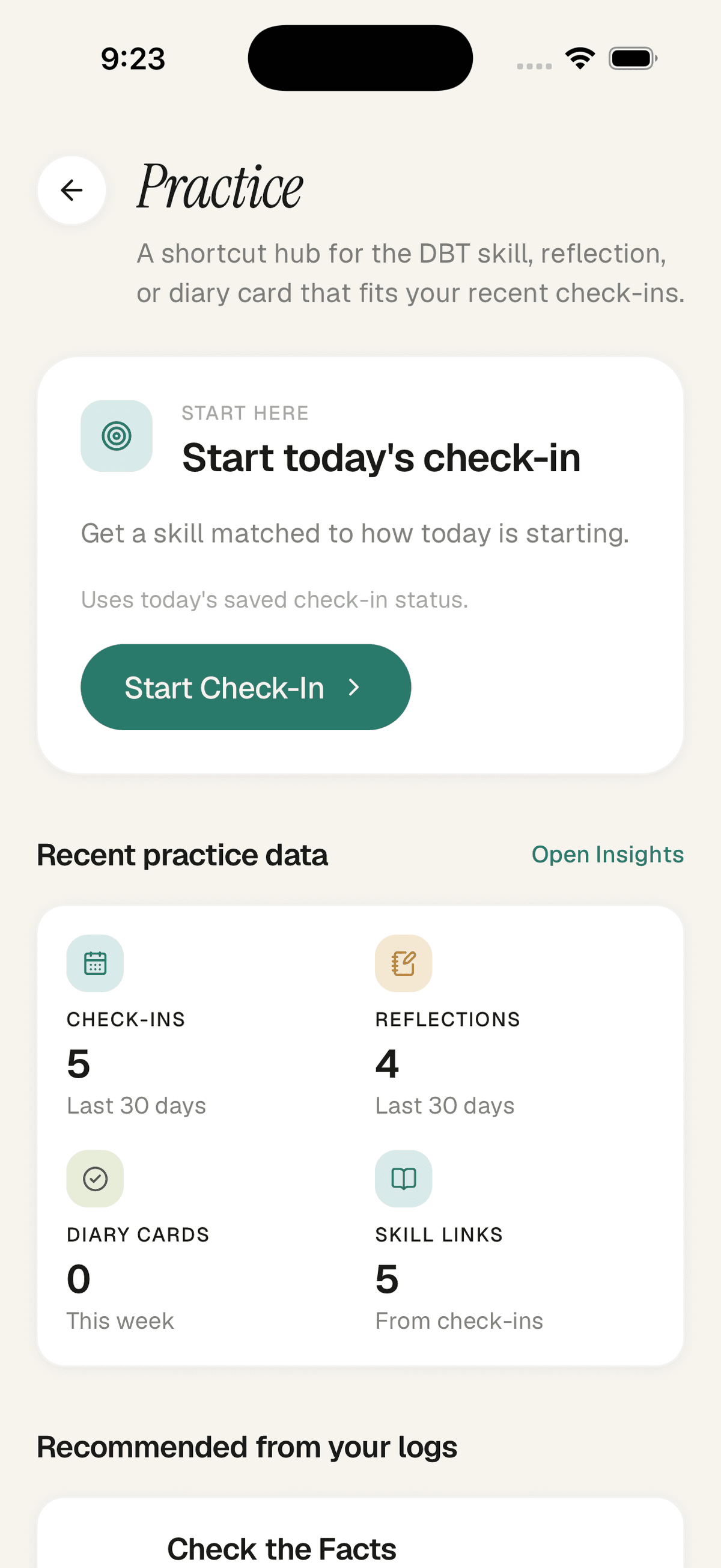 WithMarsha in-the-moment practice screen